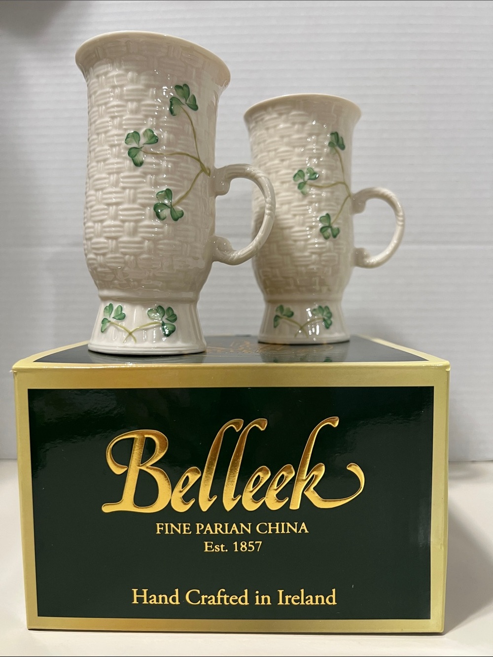 Belleek Parian China Irish Coffee Mug Set